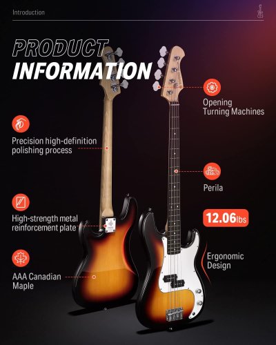 Гитарный набор DPB-510 Electric Bass Guitar Sunburst EC1227 Фото №4 Гитарный набор DPB-510 Electric Bass Guitar Sunburst EC1227 Фото №4