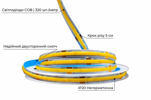 Світлодіодна LED стрічка PROLUM™ 24V; СОВ; 320; LED; IP20; Series "S", Нейтральний-Білий (3800-4300K) Фото №3