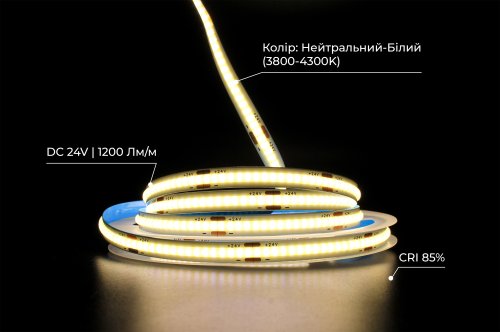 Світлодіодна LED стрічка PROLUM™ 24V; СОВ; 320; LED; IP20; Series "S", Нейтральний-Білий (3800-4300K) Фото №4