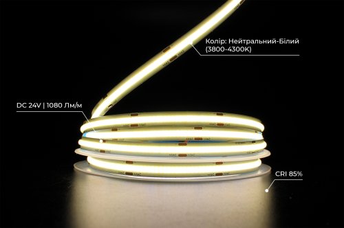 Светодиодная LED лента PROLUM™ 24V; СОВ; 480 LED; IP20; Series "S", Нейтральный-Белый (3800-4300K) Фото №4
