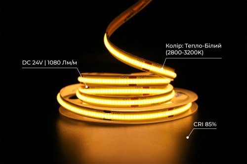 Светодиодная LED лента PROLUM™ 24V; СОВ; 480 LED; IP20; Series "S", Тепло-Белый (2800-3200K) Фото №4 Светодиодная LED лента PROLUM™ 24V; СОВ; 480 LED; IP20; Series "S", Тепло-Белый (2800-3200K) Фото №4