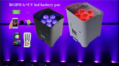 Светодиодный LED прожектор PR-D050  wireless remote  4*10w RGBWA+UV 6in1 LED Battery par Фото №3