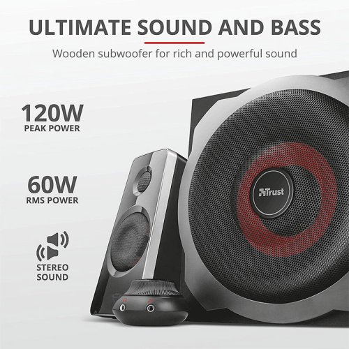 Акустическая система (Колонки) 2.1 GXT 38 Tytan Ultimate Bass Speaker Set  BLACK Фото №6