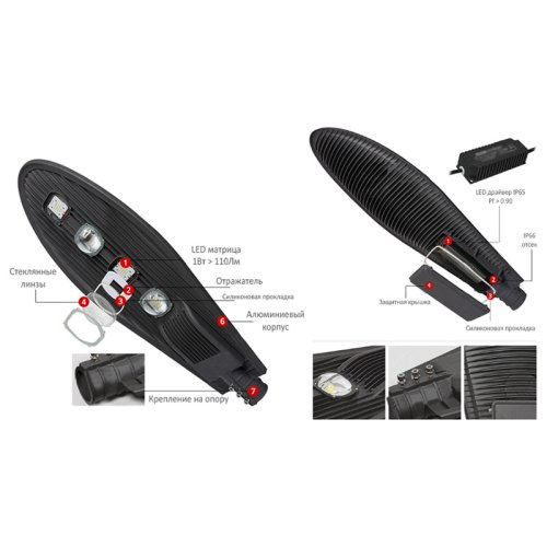 Консольный уличный светильник LED ДКУ-S-50Вт 4000К 5500Лм, IP65 Фото №5 Консольный уличный светильник LED ДКУ-S-50Вт 4000К 5500Лм, IP65 Фото №5